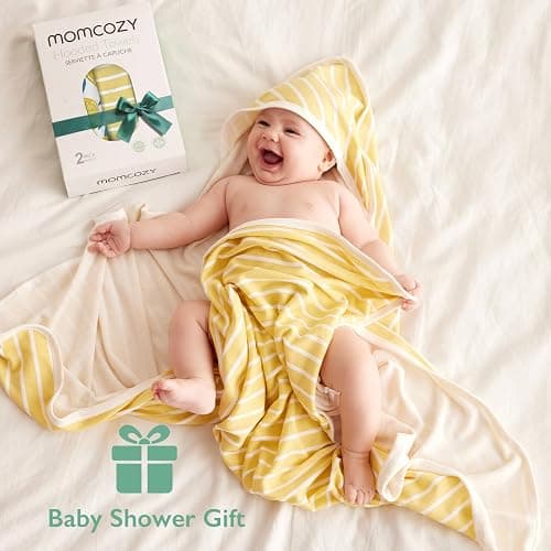 Momcozy Baby Towel with Hooded - Ultra Soft & Absorbent Large Bath Towel Set for Comfort & Gentle on Baby's Skin - Med Thick& Durable -Shower Gift & Bath Essential for Newborn, Infant, Toddler thumbnail 3