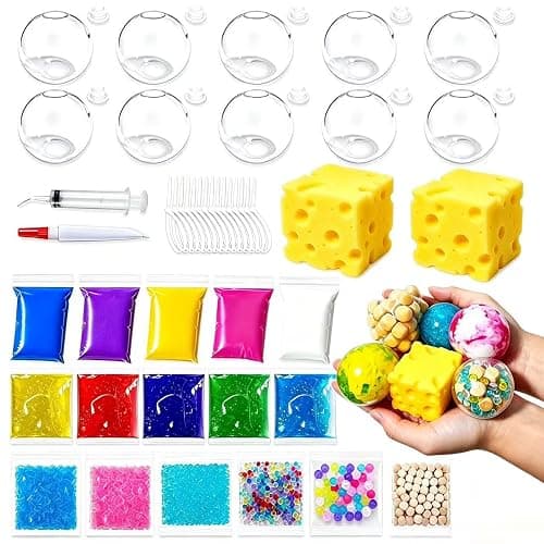 DIY Stress Ball Making Kit - 12 TPR Skins - Immersive Asmr Ball Squishy kit- Craft Kits Stress Balls - Crunchy Stress Ball - Handmade Make Your Own Fidget Stress Balls Kit for Adults - Image 1