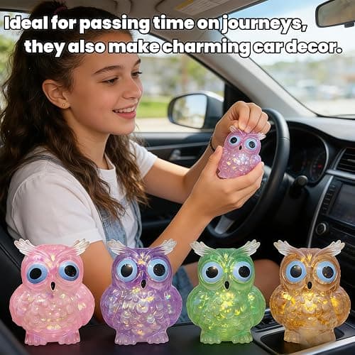 4 Pcs Owl Sugar Stress Ball Fidget Toys, Cute Owl Squishy Toys, Super Soft Animal Squeeze Toys, Owl Squishies for Anxiety Relief Tool thumbnail 4