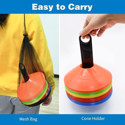 25/50/100pcs Disc Cones, Agility Soccer Cones with Carry Bag and Holder | for Sports Training, Football, Soccer, Basketball, Coaching, Practice Equipment thumbnail 4