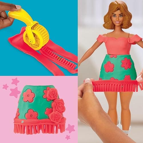 Play-Doh Barbie Florals and Fringe Set, Make Doll Clothes with Modeling Compound & 9 Fashion Accessories, Arts & Crafts for Girls & Boys 5+ thumbnail 7