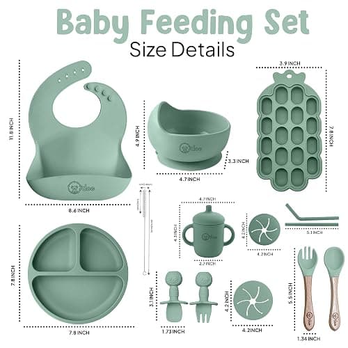 O'doe™ Baby Weaning Set – 15 Pcs Silicone Baby Feeding Set with Suction Plate, Bowl, Bib, Sippy Cup, Fruit Feeder & Freezer Tray – Baby Plates and Bowls Set for 3M+ | BPA-Free Baby Dishes & Utensils thumbnail 2