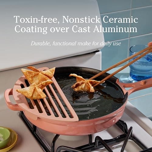 Our Place Fry Deck - Nonstick Ceramic Coated Frying Accessory for Always Pan & Perfect Pot | Lightweight, Heat-Resistant | Includes Cooking Chopsticks | Enhances Frying Experience | Blue Salt thumbnail 3