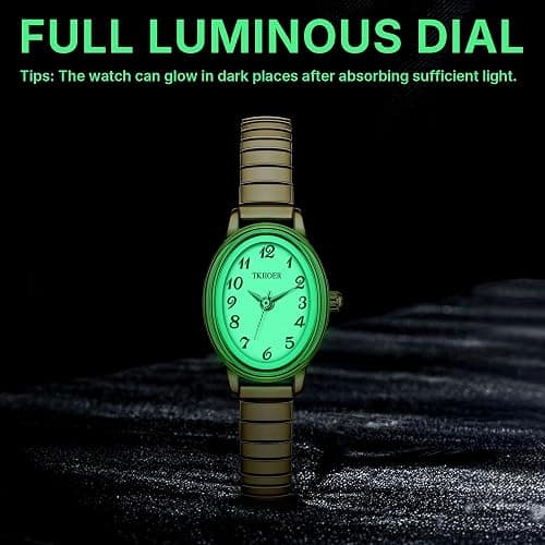 TKIIOER Small Gold Watches for Women, Easy to Read Ladies Analog Watch, 30M Waterproof, Luminous Dial, Stainless Steel Stretch Expansion Strap thumbnail 5