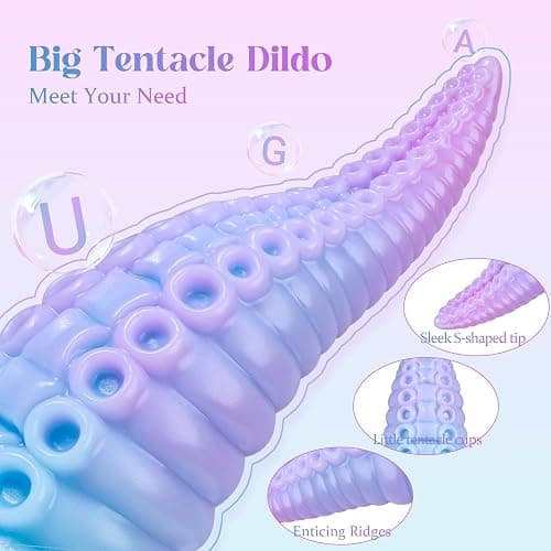 Monster Dildo Adult Sex Toys: Luminous Thick Tentacle Dildo with Suction Cup, 8.7" Big Dragon Dildos Liquid Silicone Anal Toys Prostate Massager for G Spot & P Spot thumbnail 2