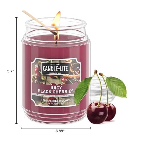 Candle-lite Scented Candles, Juicy Black Cherries, 18 oz Jar, Proudly Poured in The USA, Aromatherapy Candle, Single-Wick with 110 Hours of Burn Time, Perfect for Creating an Inviting Ambiance thumbnail 3