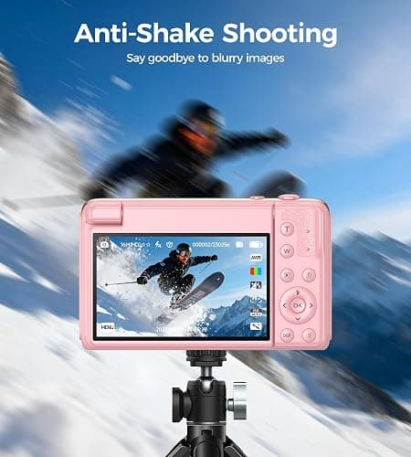 Macchina Fotografica Digitale 4K 64MP: Ultra HD Fotocamera Digitale Compatta per Vlog con Flip 180° da 3" Videocamera con Zoom Digitale 16X Scheda da 32GB per Bambini Principianti Adulti Studenti Rosa thumbnail 6