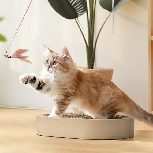 ComSaf Cat Scratching Board - Cat Scratcher Bed for Indoor Cats, Corrugated Cardboard Cat Scratch Pad, Durable Oval Cat Scratcher Bed Bowl for Kitten, Furniture Protector thumbnail 7
