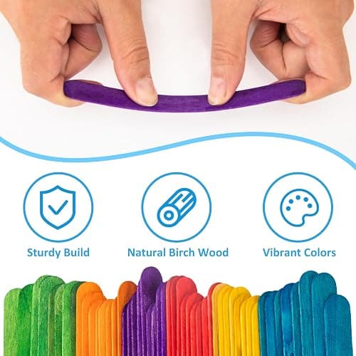 WISYOK 180 Pcs 6' Colored Jumbo Wooden Craft Sticks - Rainbow Wooden Popsicle Sticks for Creative Designs or Kids Education, Home Art Projects thumbnail 5
