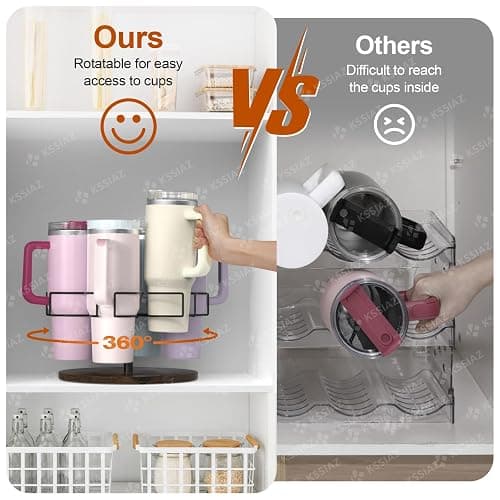 Kssiaz Water Bottle Organizer for Stanley 40 oz, Rotating Stanley Cup Organizer Holder, Tumbler Organizer Holder, Stanley Cup Accessories, Easy to Install, Vintage Brown（Patented Product） thumbnail 6