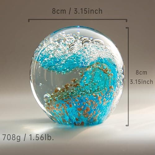 crystal ball ornament, home decor, glass paperweight ball, office decor, a gift for ocean lovers – perfect for gifting to wife, husband, children, mom, friends and besties. (Gold-crystal ball) thumbnail 4