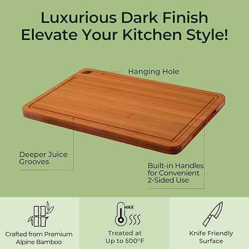 Keechee Wood Cutting Board, Carbonized Bamboo Cutting Boards Set With Smooth Surface & Easy Storage For Busy Kitchens, Ideal Charcuterie & Chopping, Durable, Knife-Friendly (4Pcs) thumbnail 3