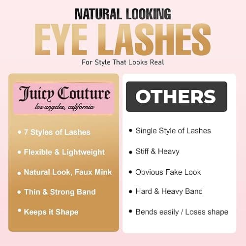 Juicy Couture 3D Faux Mink False Eyelashes - 14 Pairs with Applicator & Eyelash Glue, Wispy Natural Look, New Silky, Dramatic, Charming, Sassy & Extra Styles, Easy to Apply, Cruelty-Free & Reusable thumbnail 8