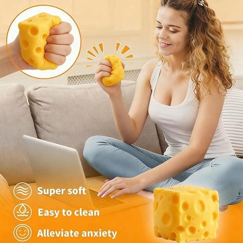 10in Giant Butter Squishy, Extra Large 14oz Big Jumbo Butters Squeeze Stress Balls, Slow Rising Fun Butter Stick for Anxiety Relief Fidget Adults (B-1pcs Cheese Squishy) thumbnail 7