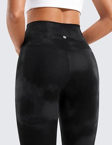 CRZ YOGA Butterluxe High Waisted Lounge Leggings 28'' - Workout Yoga Pants for Women Buttery Soft - Small - Black Tie Dye Flowers thumbnail 4