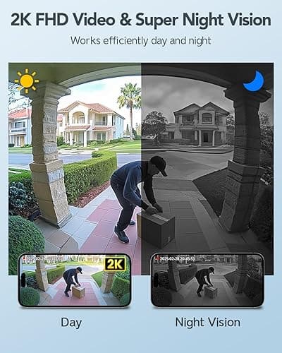 XTU Wireless Video Doorbell Camera, 180° Head-to-Toe Video, Live View with Two-Way Talk, 2.4G Wi-Fi Doorbell Camera with Chime, Local/Cloud Storage, Human Detection, Works with Alexa & Google Home - Black thumbnail 2