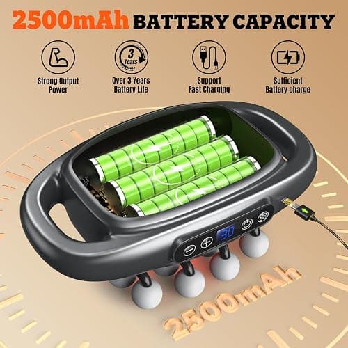 2026 New 16-Head Deep Tissue Percussion Massage Gun – Quiet Muscle Massager for Full Body, Up to 30 Intensity Levels, Cordless Rechargeable for Back, Legs, Shoulders & Recovery.Black thumbnail 4