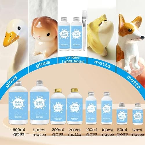 EIGTWEN 2 x 100ml Air Dry Clay Glaze, Gloss & Matte Finish, Prevents Cracking, Scratches, Watertight & Fireproof, Compatible with Clay, Plaster, Metal, Wood, Jewelry & More thumbnail 6