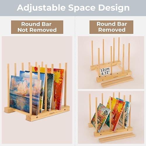 VISWIN Tabletop Art Storage Rack - Wooden Drying & Display Rack with Adjustable Slots for Organizing Canvas, Prints, Artwork, Panels, and Posters - Ideal Art Organizer for Studios & Galleries thumbnail 5