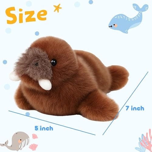 Mushymallow Adorable Walrus Stuffed Animal Soft Plush Birthday Gift for Kid | Cute Plush Toy Pocket-Sized Stuffed Walrus for Boys Girls Adults Christmas Birthday Gifts Desk Decor Magnetic Fridge Magnet thumbnail 3