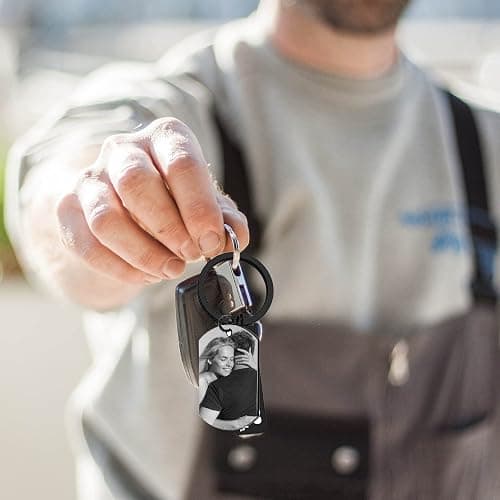 Blireana Personalized Drive Safe Keychain, Custom Couple Photo Keychain, Free Engraved KeyChain. thumbnail 6