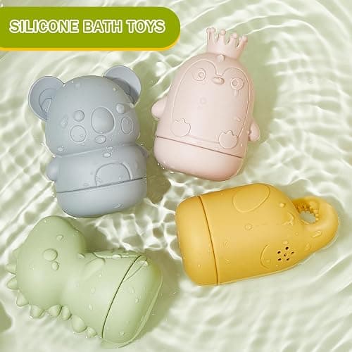 Mold-Free Baby Bath Toys 9PCS | Safe, Easy Clean & Fun Stackable Boats & Silicone Bath Toys for Babies 6-12M & Kids Ages 1-3 | Non-Toxic Bathtub, Pool & Water Table Toys for Babies and Toddlers thumbnail 7
