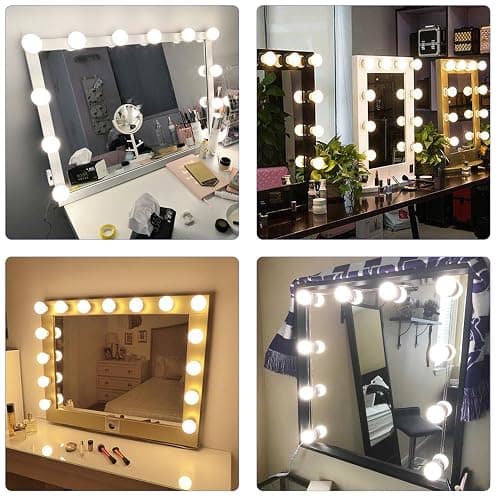 SICCOO Makeup Vanity Lights for Mirror, Hollywood Style LED Vanity Mirror Lights with 14 dimmable Bulbs, USB Cable, White thumbnail 2