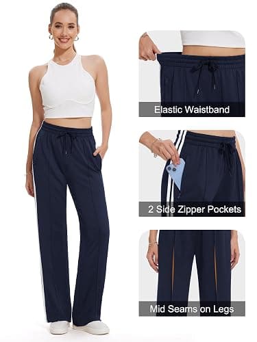 Tapata Women's 28/30/32/34 Inseam Track Pants Loose Straight Leg Jogging Sweatpants Warm-Up Sports Athletic Running thumbnail 3