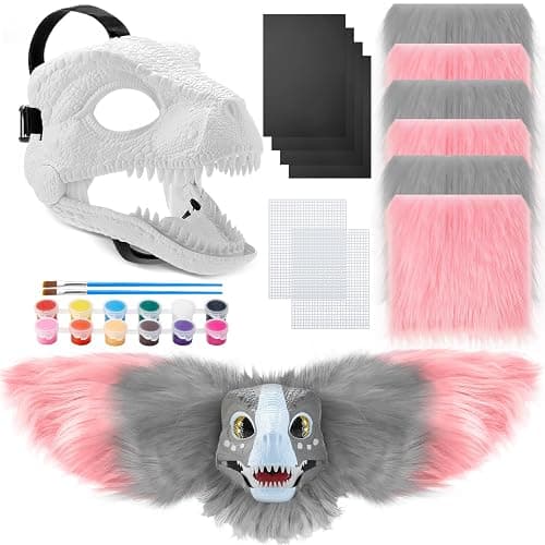 Seenelling 13 Pcs DIY Dino Mask Kit Hard Plastic Dinosaur Mask Furry Therian Dino Costume Kit Animal Dinosaur Party Costume - Image 1