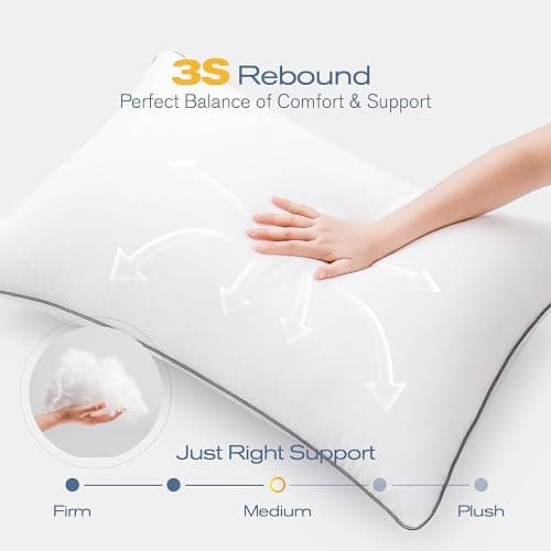 MUFEW King Size Pillows Set of 4, Ultra Thick Down Alternative Bed Pillows,Cooling Hotel Quality King Size Pillows for Back, Stomach or Side Sleepers,Machine Washable (White,4 Pack) thumbnail 5