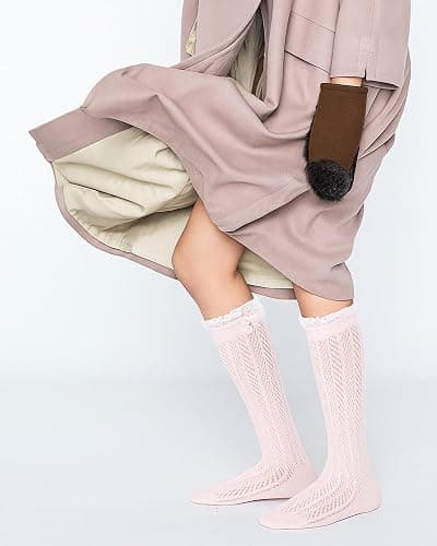 Syhood 2 Pair Long Button Boot Socks with Lace Trim Knit Boot Stockings Knee High Socks for Women Oktoberfest German Dirndl thumbnail 6