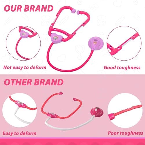 Liberry Toddlers Doctor Kit Toy for Girls Boys Ages 2 3 4 5, Pink | Kids Doctor Playset with Cart, Costume & Stethoscope, Role Play, Pretend Play Medical Toys, Birthday Gift thumbnail 3