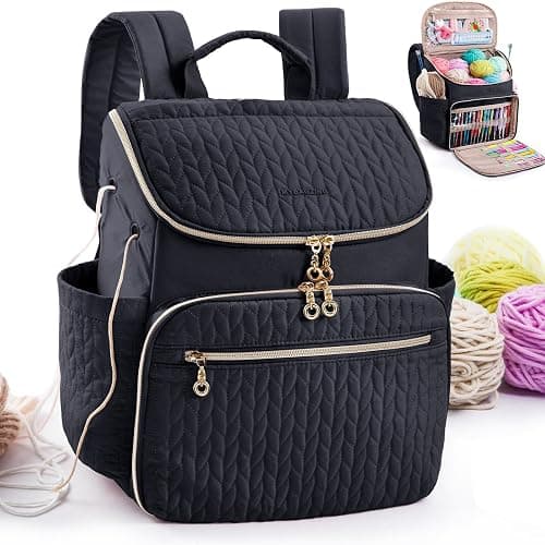MYBAGZING Knitting Bag Backpack, Large Crochet Backpack - Crochet Bag Organizer, Yarn Storage Organizer - Yarn Holder with 10 Pockets for Crochet Accessories, Knitting & Crochet Supplies, Crochet Gift - Image 1