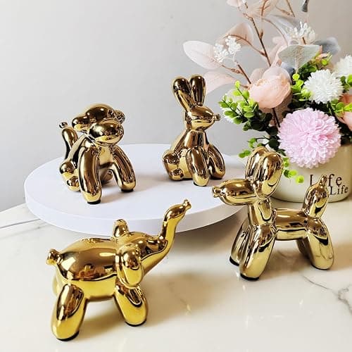 PIGPIGFLY Luftballon Hund Skulptur aus Keramik - Glänzende Deko Figur für Wohnzimmer, Büro & Regal,Deko Skulptur thumbnail 2
