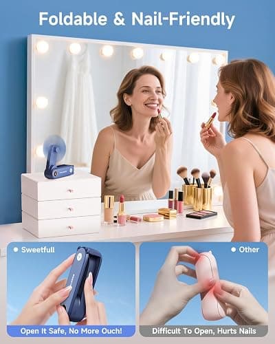SWEETFULL Portable Handheld Mini Fan with LED Display, 3-in-1 Personal Foldable USB Rechargeable Hand Held Fan & Flashlight for Travel, Lash Eyelash, Cute Small Pocket for Women, Girls thumbnail 6