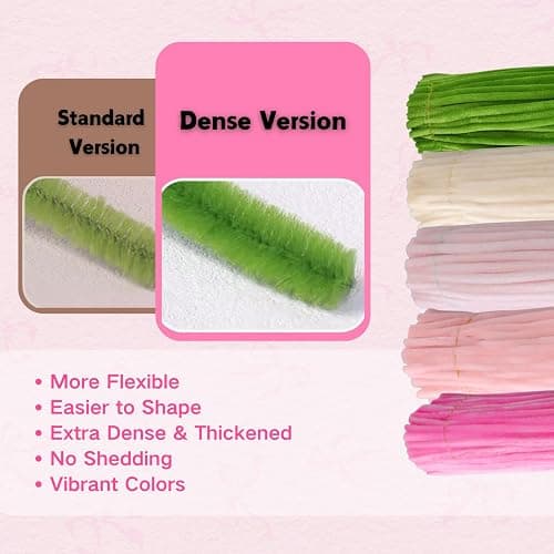 500pcs Pipe Cleaners Craft for Flowers,Chenille Stems for DIY Flower Making Kit,Pipe Cleaners Projects Creative for DIY Art and Craft,Ideal for Holiday Decoration(Rose) thumbnail 4