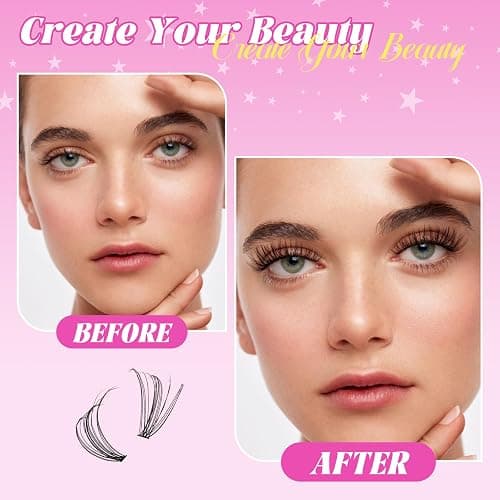 Lash Clusters Kit 320 Pcs DIY Individual Cluster Lashes D Curl Lash Extension Kit with Eyelash Bond and Seal, Remover, Tweezers Applicator Tool for False Eyelash Cluster Kit(20D+40D, Mix9-16mm Kit) thumbnail 7