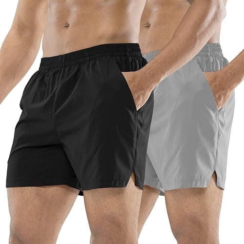 MIER Men's Workout Running Shorts Quick Dry Active 5 Inches Shorts with Pockets, Lightweight, Breathable - Image 1