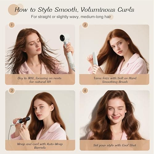 6 in 1 Air Wrap Hair Styler, 110,000 RPM Hair Dryer Brush with Auto-Wrap Curlers, Oval Brush & Volumizer, Hot Air Styler for Fast Drying,Curling, Smoothing & Volume, Air Styler with Travel Case thumbnail 8