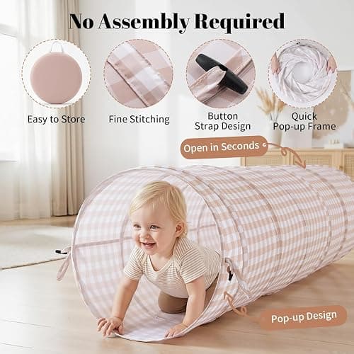Suncuber Tunnel Toys for Toddlers: Pop Up Kids Play Tunnel with Carry Bag - Collapsible Peachskin Fabric Tunnel for Baby Indoor & Outdoor - Sensory Activity Gift for Boys Girls Pet Puppy Dog thumbnail 5