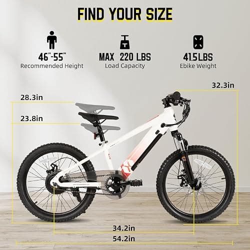 JOYSTAR 20 24 Inch Electric Bike for Kids Teens Ages 7+ with 250W Brushless Motor, 15 Miles 15MPH Electric Mountain Bicycle with Removable Battery, Safe Mini Ebikes with Dual Disc Brakes thumbnail 5