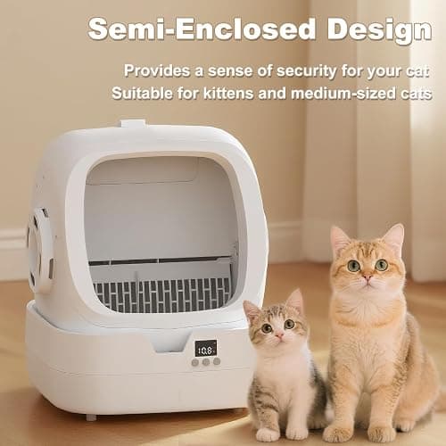Mintakawa Automatic Cat Litter Box Self Cleaning - APP Control and Weight Monitoring - Ultra-Quiet, Suitable for Medium Cats and Kittens, Safe Anti-Pinch Litter Box (Assembly Required) - White thumbnail 2