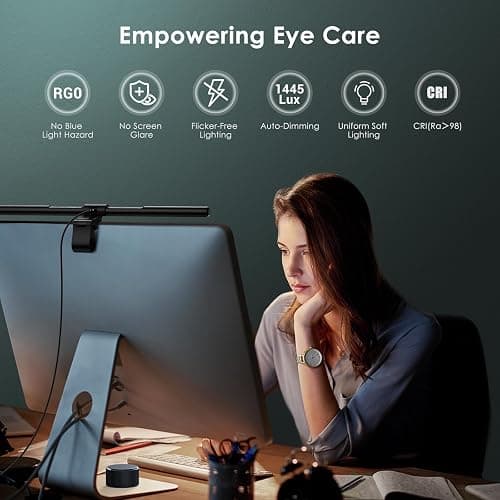 Quntis Monitor Light Bar PRO+ with Remote Control, Fit for Curved/Flat Monitor, Eye-Care USB Computer Lamp Dimmable Screen Light Bar with Auto-Dimming, No Glare Home Office Gaming Desk Lamp thumbnail 7