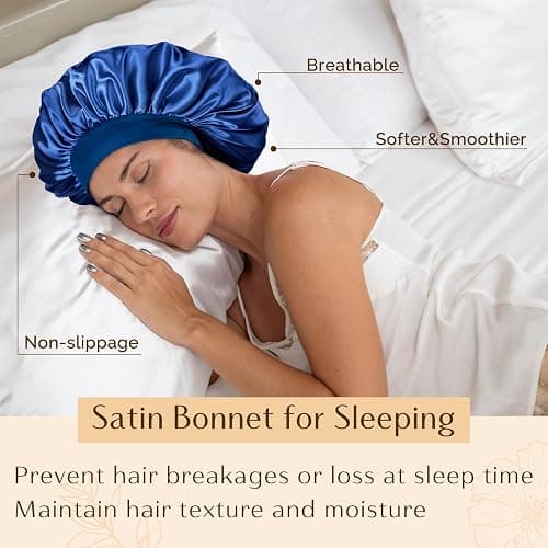 YANIBEST Soft Satin Bonnet for Men Women, Sleep Cap to Maintain Moisture | Unisex Double Layer, Bonnet for Sleeping, Protect Hair, Natural Wave, Curly Coily, Reduce Frizz, Adjustable Sleep Hat thumbnail 4