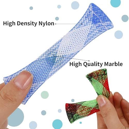 AKlamater 10 Packs Marble Mesh Fidget Toys, Mesh Tube with Marble Fidget Toy, Sensory Anxiety Stress Relief Toys Focus Sensory Marble Toys(Multi-Color) thumbnail 5