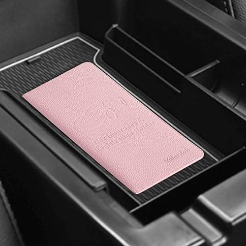 Valardoh Premium Car Registration and Insurance Card Holder, Car Document Holder for Cards, Driver License & other Essential Documents (Pink) - Pink thumbnail 7