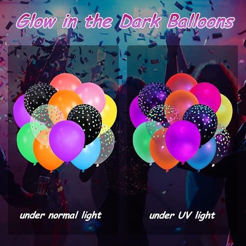 LovesTown 12 Inch Neon Balloons, 66PCS Glow in the Dark Latex Balloons with Small Dots for Birthday Wedding Fluorescent Party Decoration - Polka Dot thumbnail 4