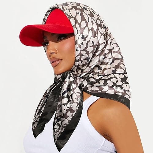 AWAYTR 35” Satin Large Square Head Scarves - 4PCS Silk Like Neck Scarf Hair Sleeping Wraps Satin Silk Scarfs for Women thumbnail 3