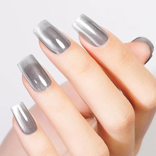 MIZHSE Quick Dry Cat Eye Nail Polish, Sliver Magnetic Nail Polish with Magnet, Air Drying Fast Nail Lacquer 15ml Cateye Effect for Women Girl Non-Gel Nail Art Manicure DIY Home thumbnail 5