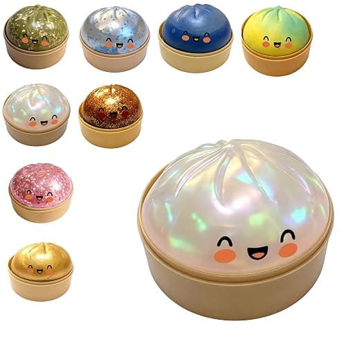 Glitter Dumpling Squishy, Giant Dumpling Squishys Toy With Steamer Box, Dumplings Squishy, Cute Soft Squeeze Dough Hand Fidget Toys, Stress Relief Dumplings Squishys Squeeze Toy (#H) - Image 1